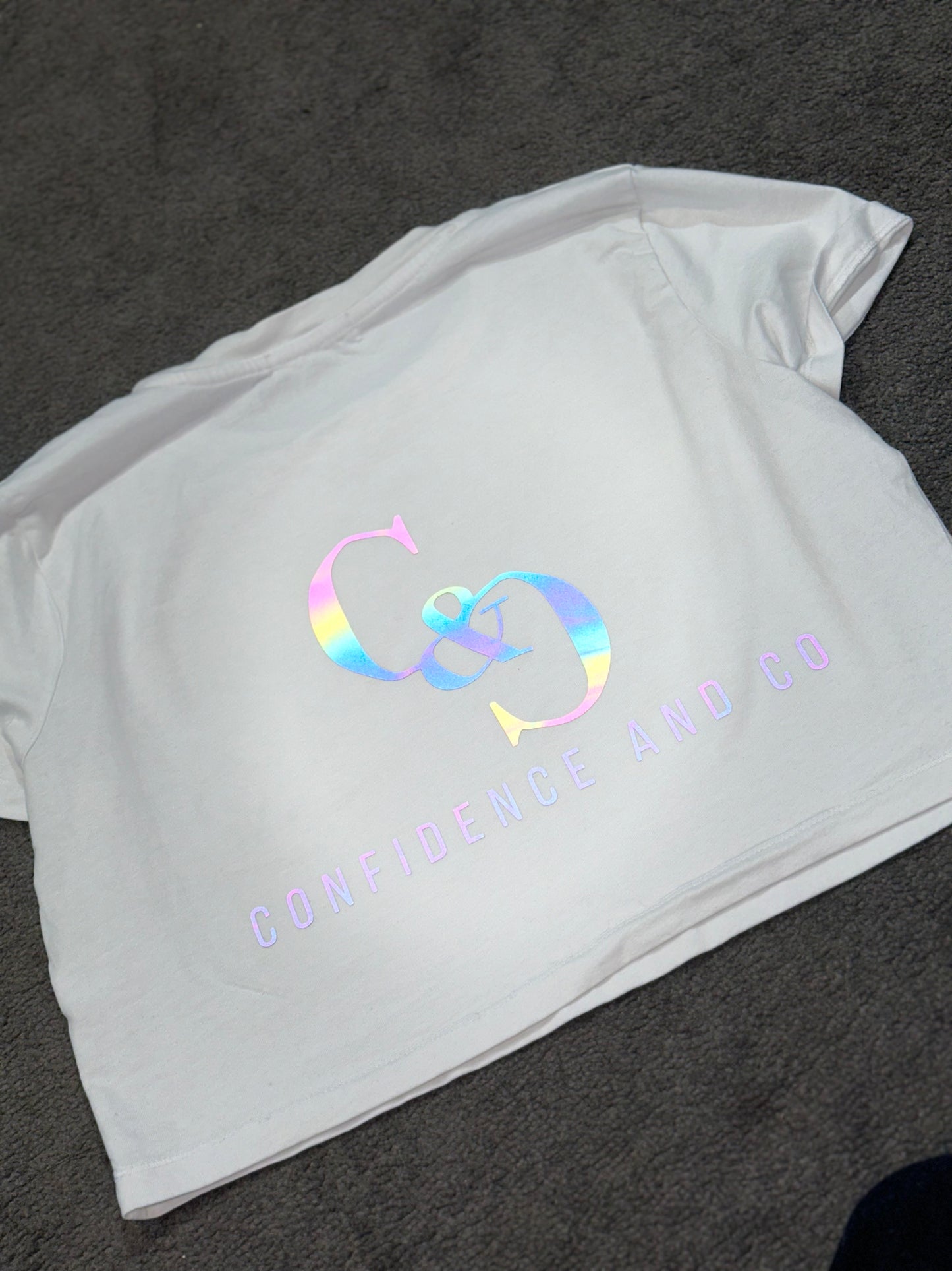 Reflective Womens Crop Tee- White